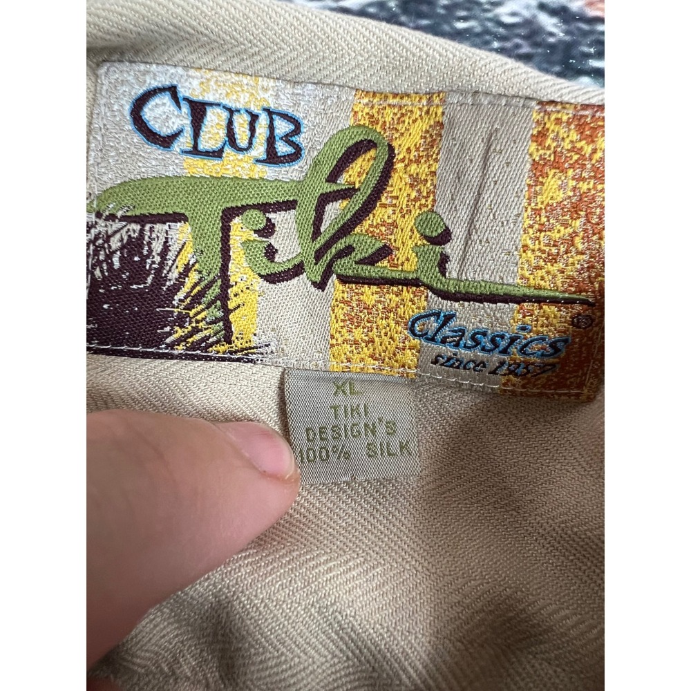 Club Tiki Classics Silk Button Up Shirt Palm Tree Embroidered Mens XL - Picture 4 of 5